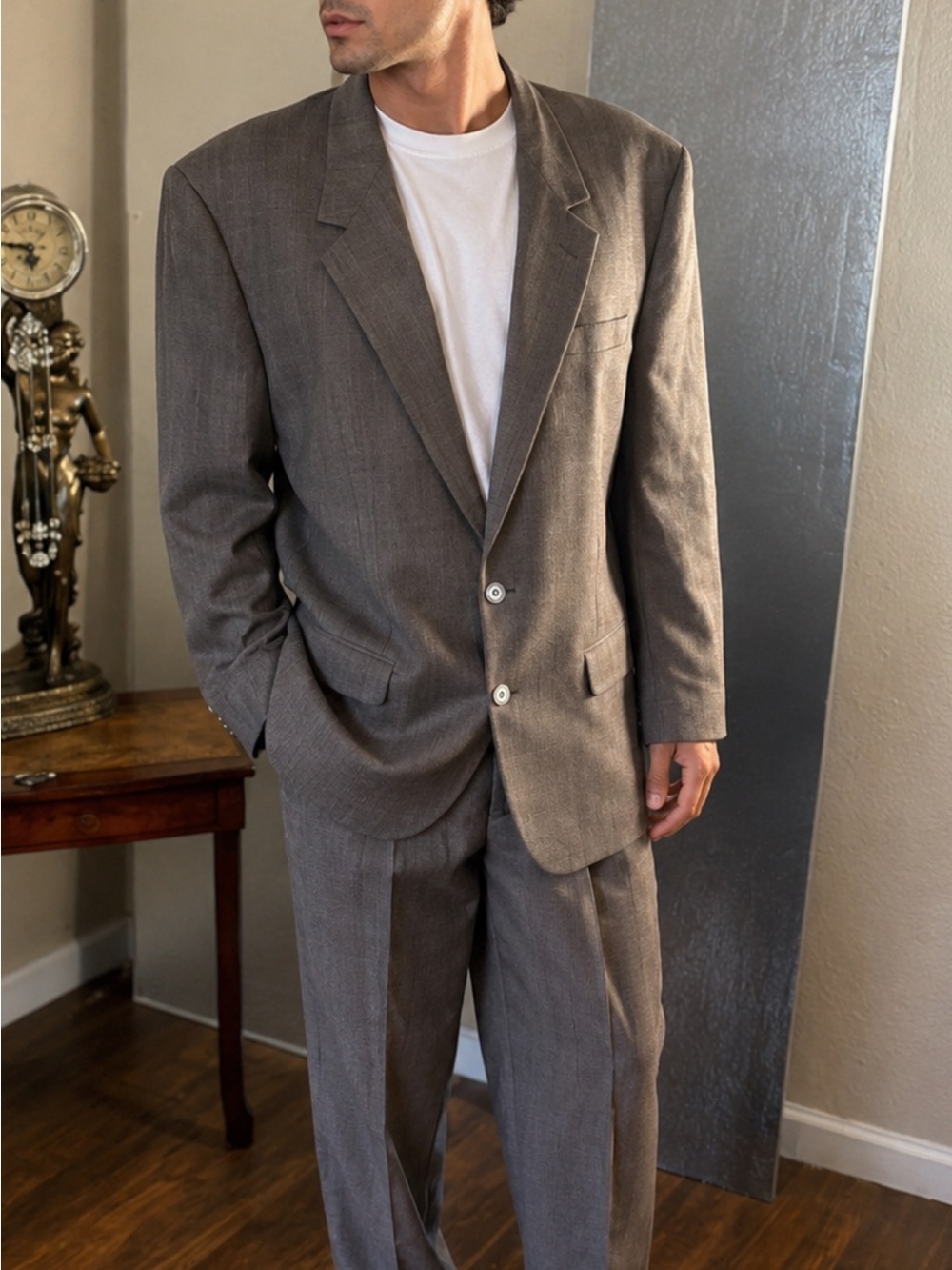 Men's Taupe Single-Breasted Two-Piece Suit - Classic Tailored Fit